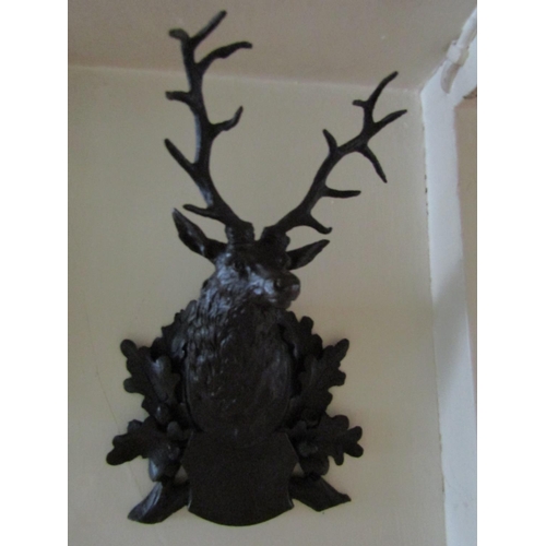 648 - Bronze Wall Mounted Sculpture of Stag with Antlers Approximately 9 Inches High Finely Chased and Mod... 