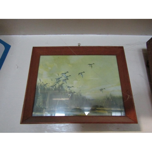 649 - Three Original Paintings Oil on Board with Lithograph Each Framed Largest Approximately 5 Inches Hig... 