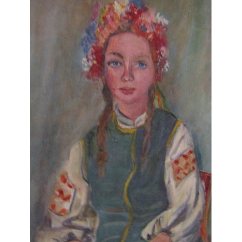 650 - Pamela Colombina Portrait of Russian Girl Oil on Canvas Approximately 24 Inches High x 20 Inches Wid... 