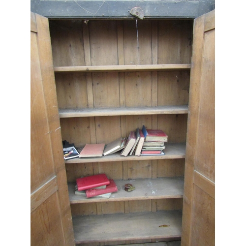 666 - Antique Pine Twin Door Cupboard Approximately 3ft Wide x 6ft 6 Inches High