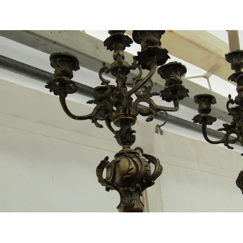 667 - Pair of Bronze Candelabra Rococo Form with Various Sconces above Well Chased Centre Column Support E... 