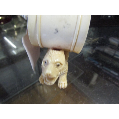 678 - Hound Motif Carved Napkin Ring Approximately 3 Inches Wide