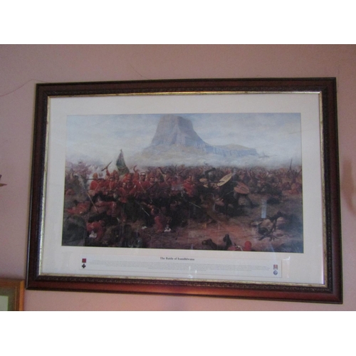 68 - Framed Coloured Print The Battle of Isandhlwana Lithograph Approximately 3ft 6 Inches Wide x 26 Inch... 