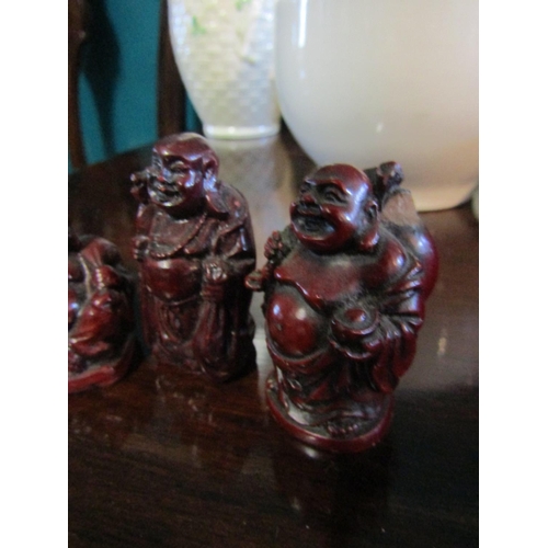 689 - Three Carved Buddha Figures Tallest Approximately 1 Inch High