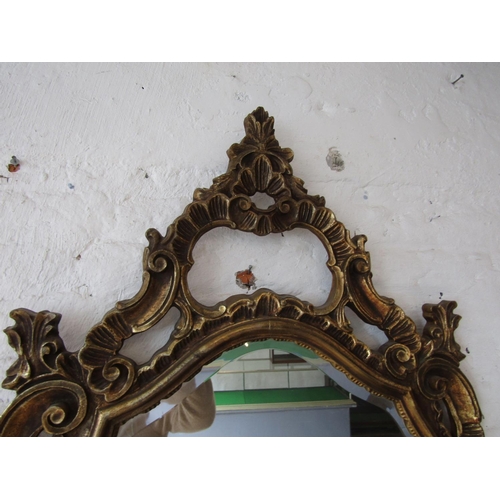 69 - Carved Giltwood Shaped Form Wall Mirror Approximately 6ft High