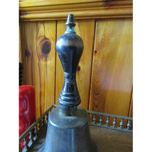 697 - Old School Bell with Turned Handle and Two Other Items Part Photographed