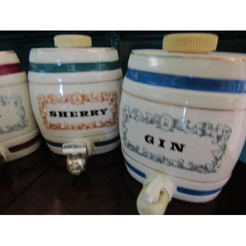 705 - Four Spirit Barrels Porcelain Gilt Decorated Sherry Port Sherry Gin