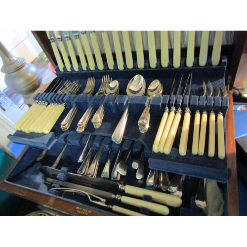 707 - Edwardian Full Canteen of Cutlery contained within Original Figured Walnut Case