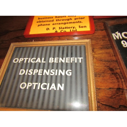 718 - Five Vintage Signs including Opticians Test