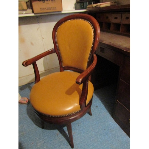 720 - Tan Leather Upholstered Leather Armchair Mahogany Framed on Shaped Supports