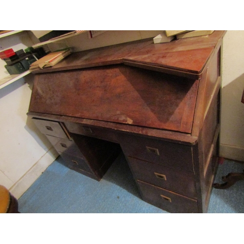 721 - Mahogany Office Desk with Pull Down Front Approximately 4ft Wide