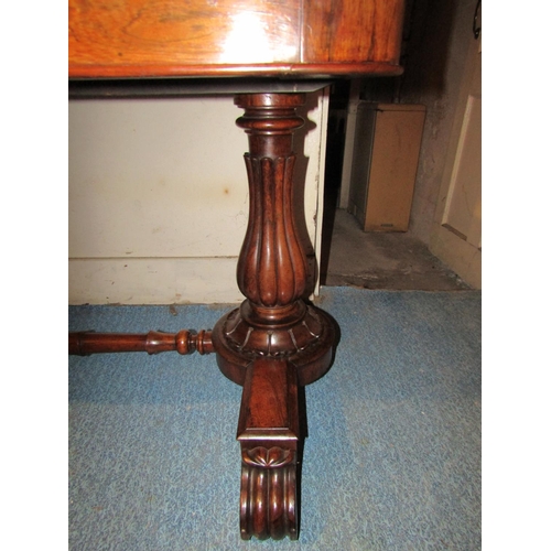 722 - Fine William IV Rosewood Library Table Twin Doors above Well Carved End Supports Approximately 4ft 6... 