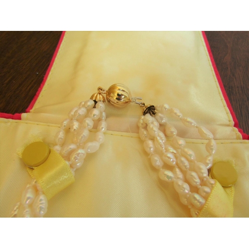 724 - Five Strand Multi Row Necklace of Baroque Freshwater Cultured Pearls with 18 Carat Gold Clasp