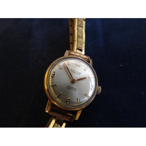 727 - Ladies Mont Blanc Vintage Wristwatch Gilt Baton Decorated Dial Gold Filled on Articulated Bracelet