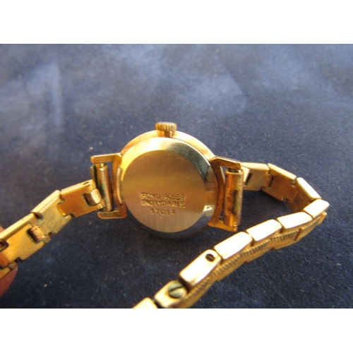 727 - Ladies Mont Blanc Vintage Wristwatch Gilt Baton Decorated Dial Gold Filled on Articulated Bracelet