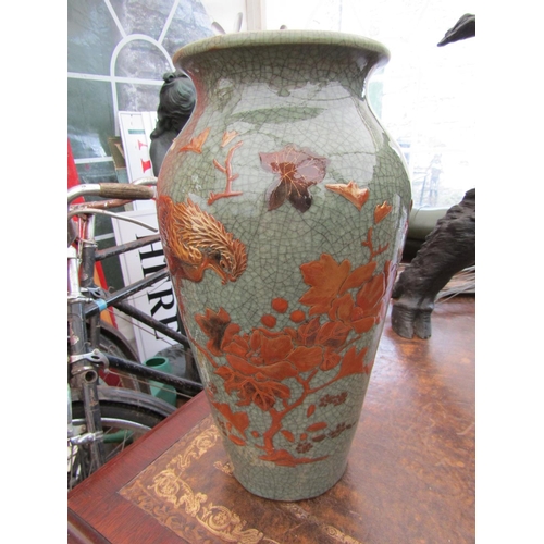 729 - Unusual Oriental Vase of Shaped Form with Applied Decoration Approximately 17 Inches High