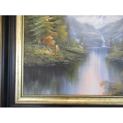 73 - Large Landscape Painting Oil on Canvas Signed Indistinctly Lower Right Approximately 22 Inches High ... 