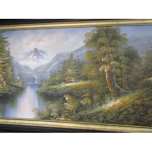 73 - Large Landscape Painting Oil on Canvas Signed Indistinctly Lower Right Approximately 22 Inches High ... 