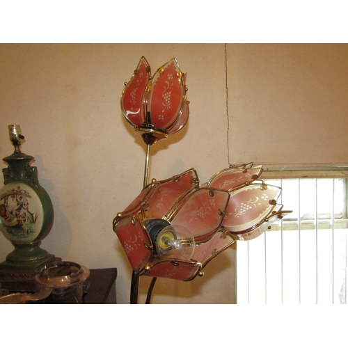 734 - Vintage Three Sconce Standard Lamp Cast Brass Electrified Working Order Approximately 6ft 2 Inches H... 