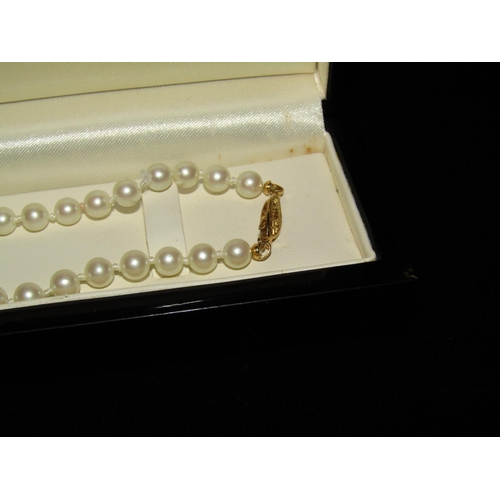 739 - Pearl Necklace with 9 Carat Gold Clasp Attractive Colour