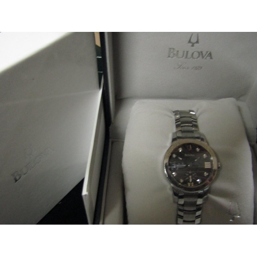 743 - Bulova Ladies's Wristwatch Silvered Dial Good Original Condition Working Order Diamond Decoration to... 