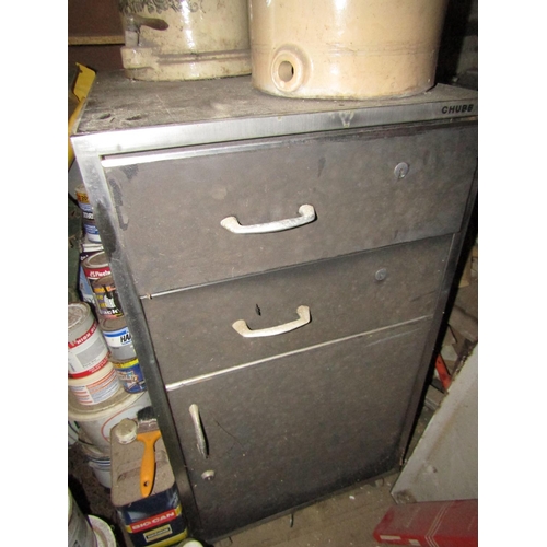 746 - Chubb Metal Frame Store Cabinet Fire Resistant with Two Drawers with Cupboard Below