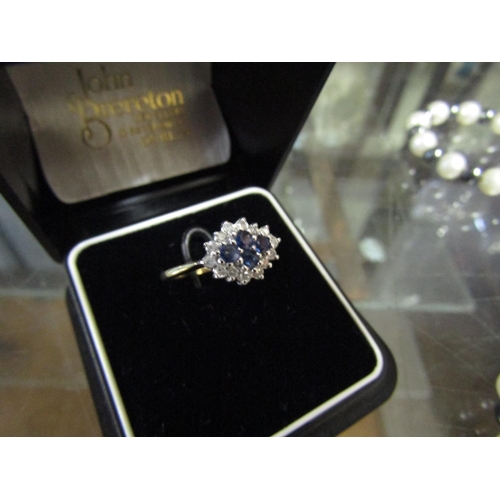 751 - Sapphire and Diamond Ladies Cluster Ring Mounted on 9 Carat Gold