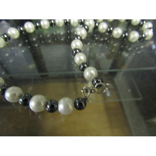 752 - Ladies Single Pearl Necklace Single Strand Tahitian and Fresh Water Pearls with Silver Clasp