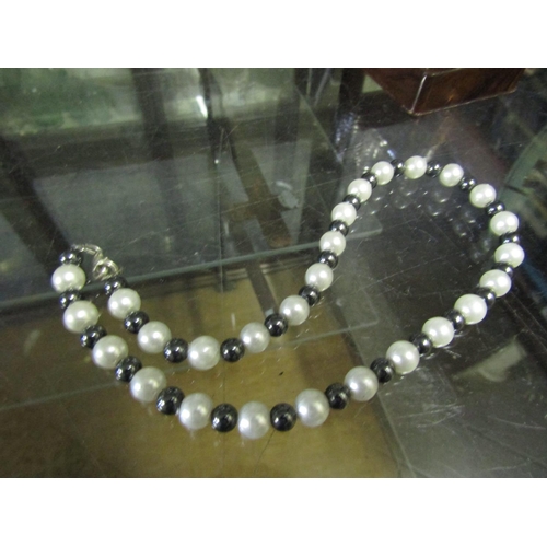 752 - Ladies Single Pearl Necklace Single Strand Tahitian and Fresh Water Pearls with Silver Clasp