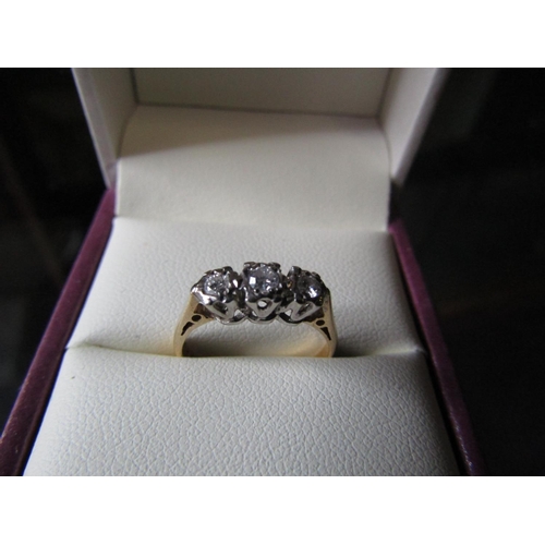 755 - Diamond Three Stone Ring Mounted 9 Carat Yellow Gold