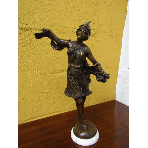 78 - Antique Bronze Sculpture Art Deco Lady Approximately 17 Inches High