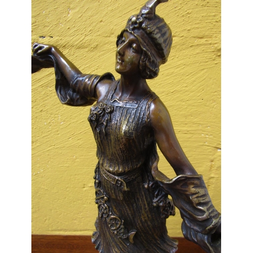 78 - Antique Bronze Sculpture Art Deco Lady Approximately 17 Inches High