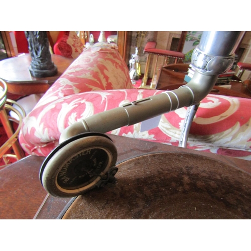 786 - Antique Brass Horn Gramophone Working Order