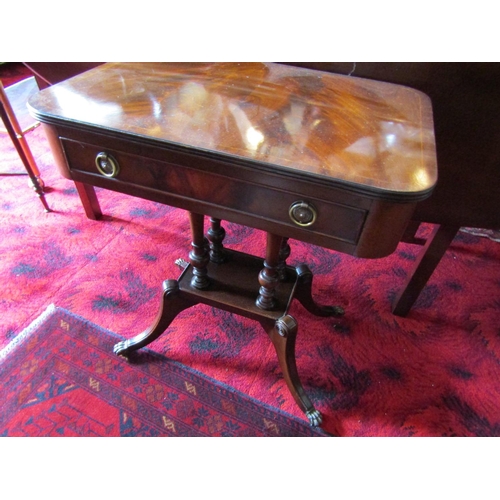 792 - Antique Figured Mahogany Side Table with Single Drawer above Well Carved Quatrefoil Supports Approxi... 