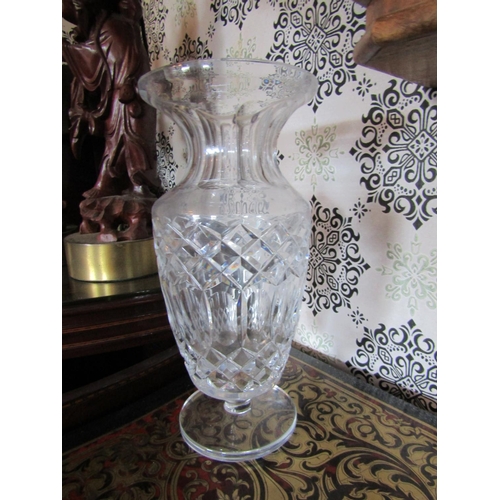 800 - Cavan Crystal Vase of Shaped Form with Original Sticker Approximately 12 Inches High