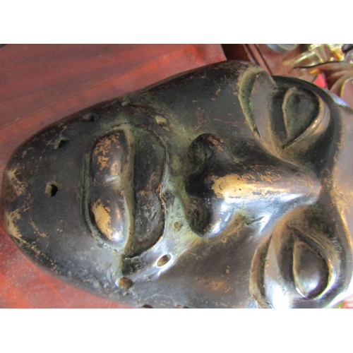 801 - Unusual Bronze Tribal Mask Approximately 12 Inches High