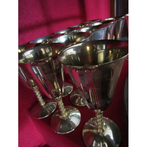 803 - Set of Twelve Gilded Spanish Goblets Each Approximately 8 Inches High