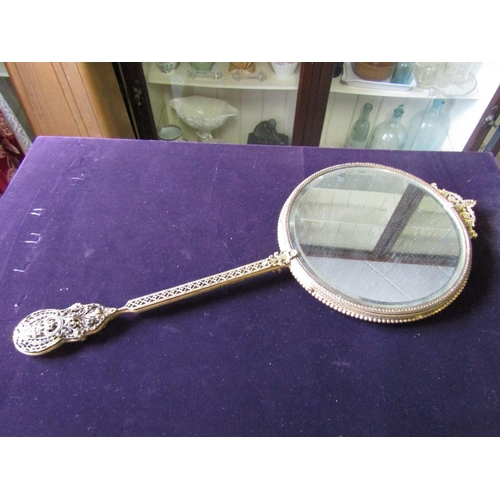 81 - Antique Ormolu Mounted Hand Mirror of Attractive Form Well Chased and Detailed Approximately 12 Inch... 