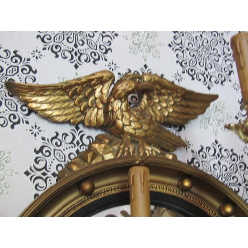 812 - Gilt Decorated Convex Mirror with Eagle Surmount Approximately 22 Inches High