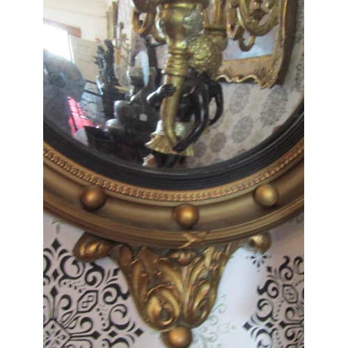 812 - Gilt Decorated Convex Mirror with Eagle Surmount Approximately 22 Inches High