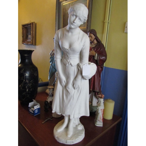 819 - Parianware Figure of Country Girl Approximately 26 Inches High Finely Modelled