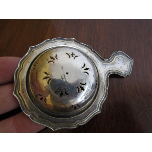 837 - Continental Solid Silver Shaped Form Tea Strainer