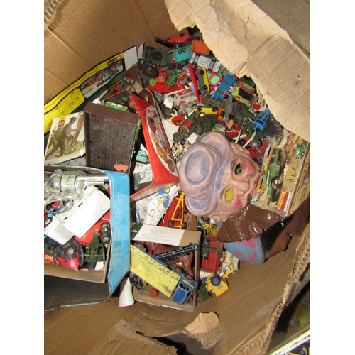 843 - Large Cardboard Box of Various Vintage Toys and Others Sizeable Quantity