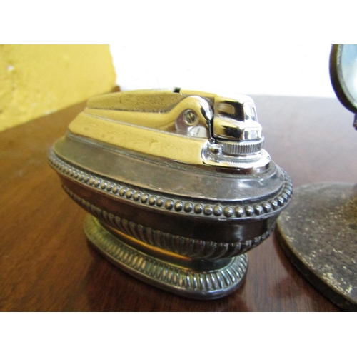 859 - Victorian Solid Silver Ink Well with Solid Silver Mounted Table Lighter Two Items in Lot