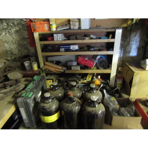 861 - Quantity of Old Chemist Bottles and Shelf Unit with Various Tools, Screws, Nuts and Bolts etc Quanti... 