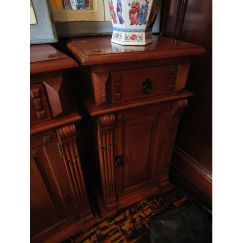 881 - Pair of Mahogany Side Lockers with Carved Detailing Each Approximately 28 Inches High x 14 Inches Wi... 