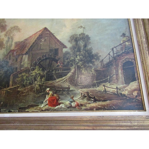 886 - Gilt Framed Picture Lady by Windmill Approximately 26 Inches High x 34 Inches Wide