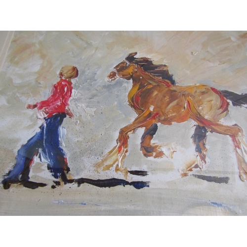 887 - Louise Mansfield Figure with Horse Oil on Board Signed Lower Right Approximately 24 Inches High x 32... 