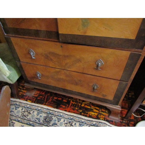 889 - Antique Walnut Dome Top Wardrobe with Twin Drawers Below Approximately 6ft High x 3ft 4 Inches Wide