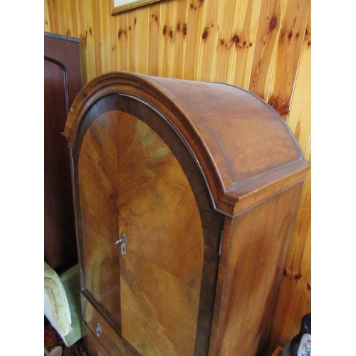 889 - Antique Walnut Dome Top Wardrobe with Twin Drawers Below Approximately 6ft High x 3ft 4 Inches Wide